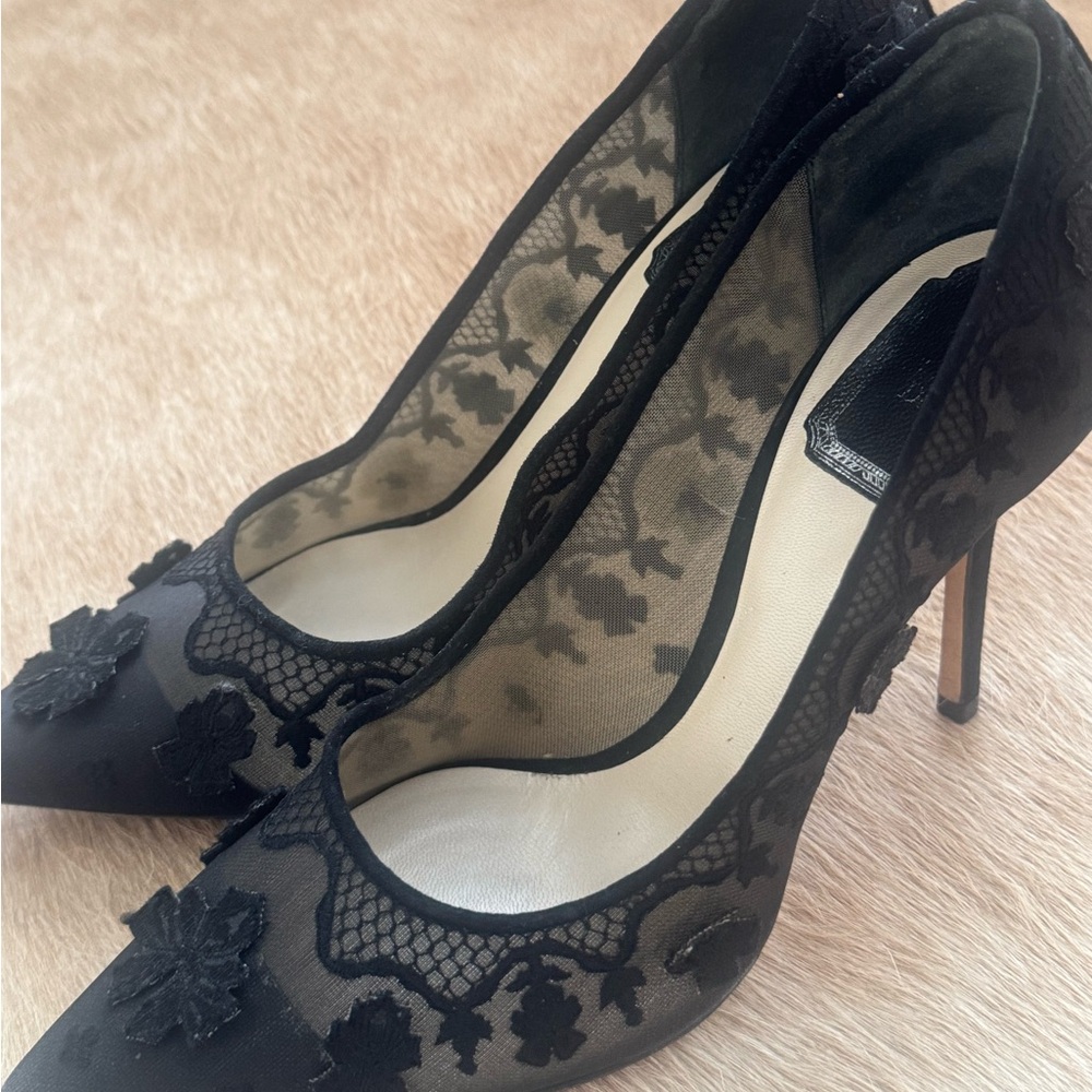 Christian Dior Diorissimo Lace Floral Pointed-Toe High Heels